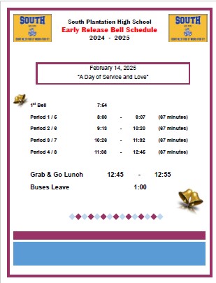 Early Release Bell Schedule School Year 2024 - 2025